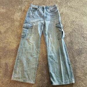 Aritzia Denim Forum The Farrah Hi-Rise Wide Leg Cargo Jeans Women 29x31 Skate